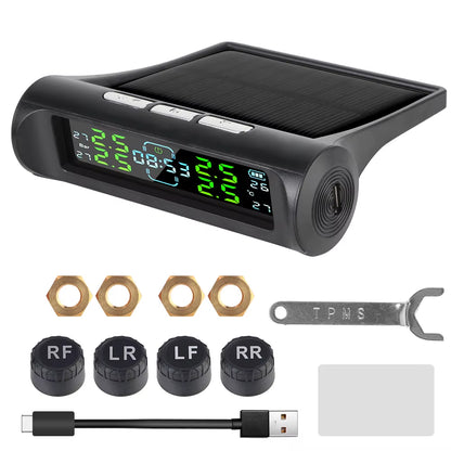 Tire Pressure Monitoring System Temperature Warning New C External Battery Version Sensors Solar TPMS Car Tyre Pressure Monitor